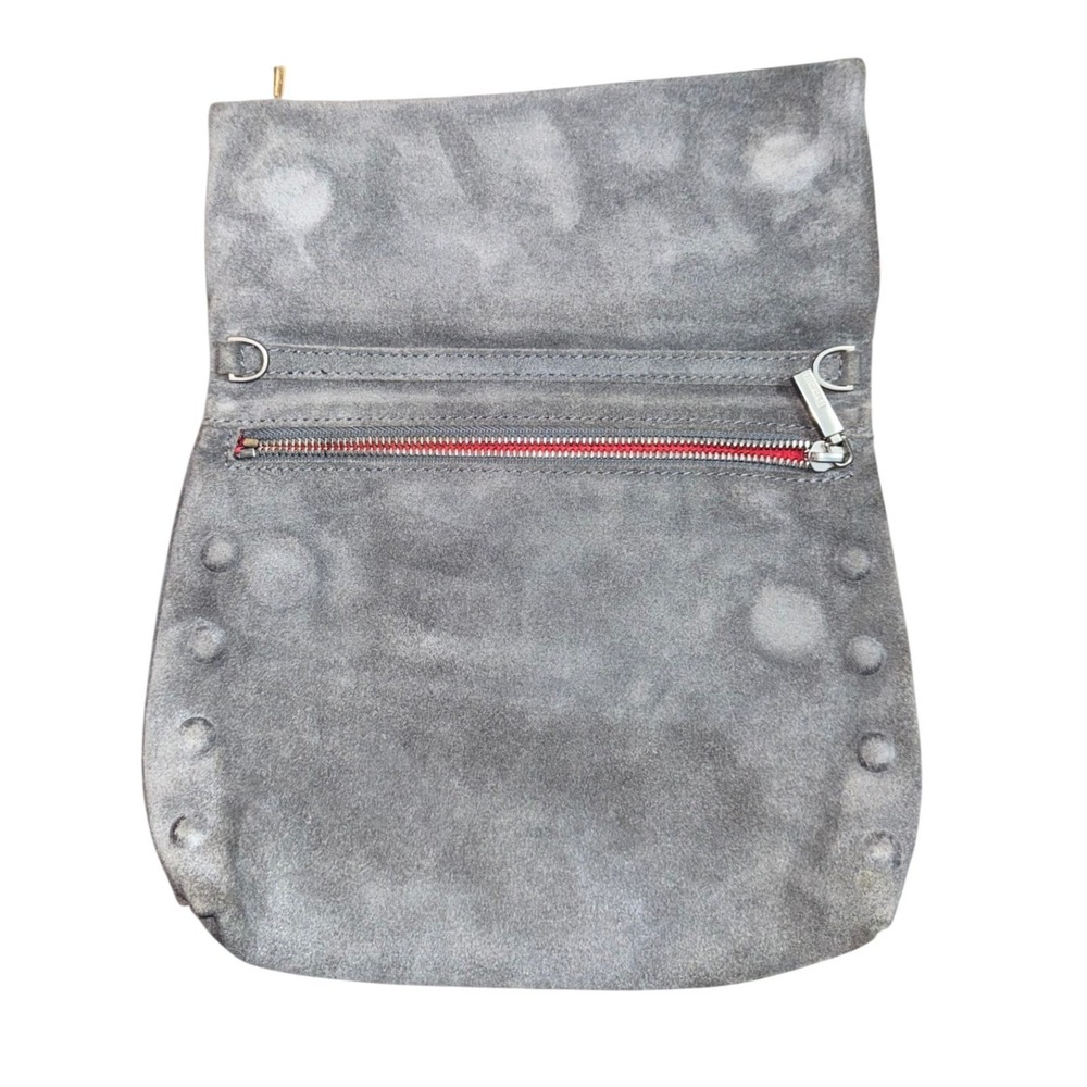 Hammitt Los Angeles VIP Clutch Grey Suede Silver Rivet Foldover Bag - Picture 3 of 10